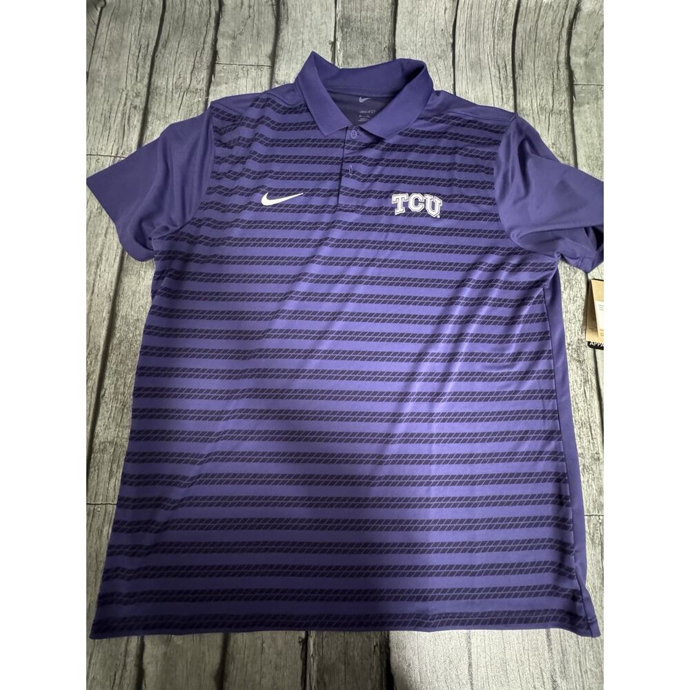 NWT Men’s Nike TCU Horned Frogs Victory Coaches Dri Fit Polo Shirt XL On Field